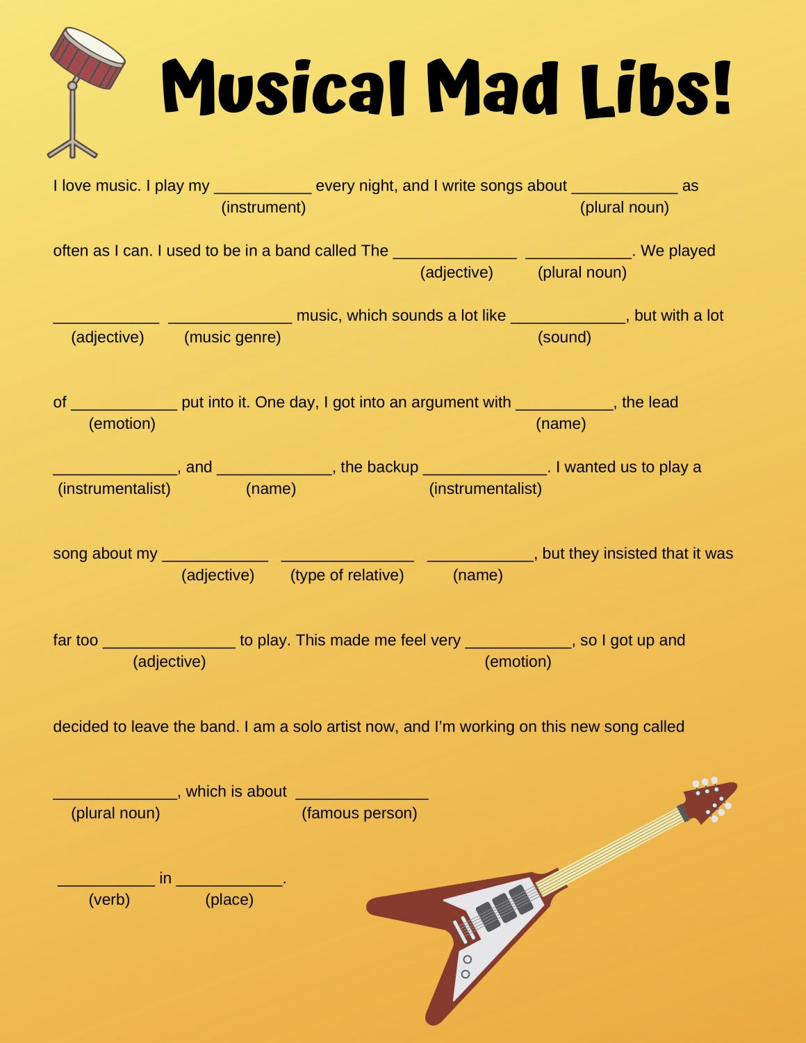 Printable Mad Libs Music - Printable-Madlibs.com