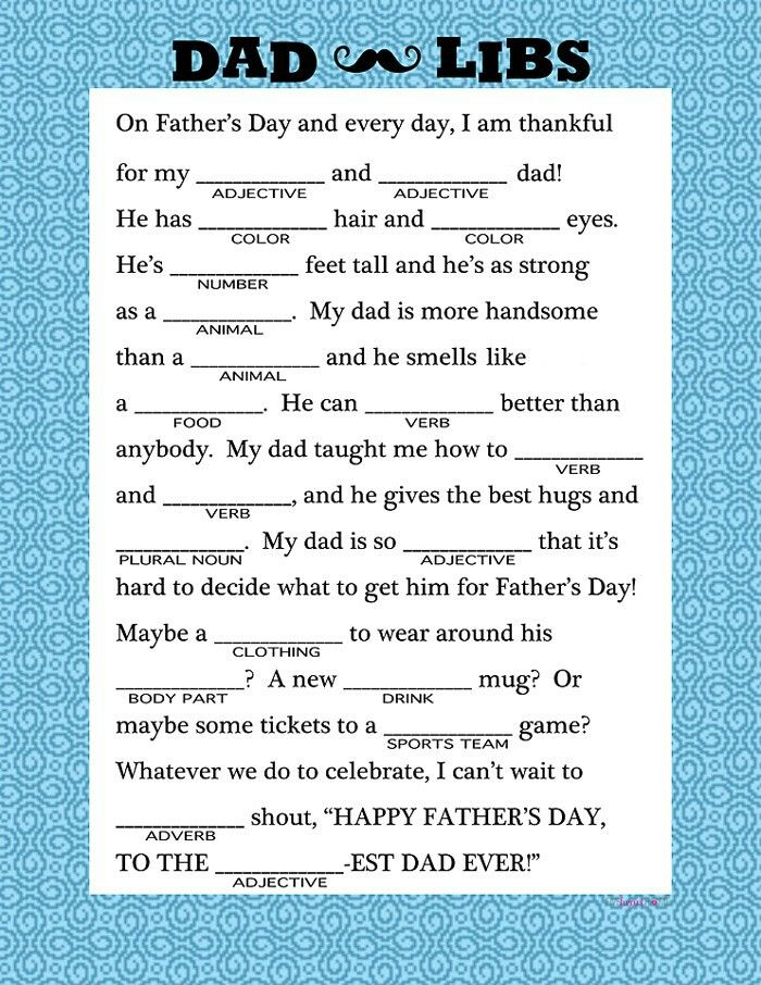 Pin By April Dikty Ordoyne On Mad Libs Fathers Day Fathers Day