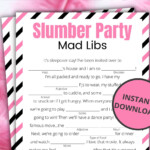 Slumber Party Mad Libs Printable Sleepover Games For Kids Etsy