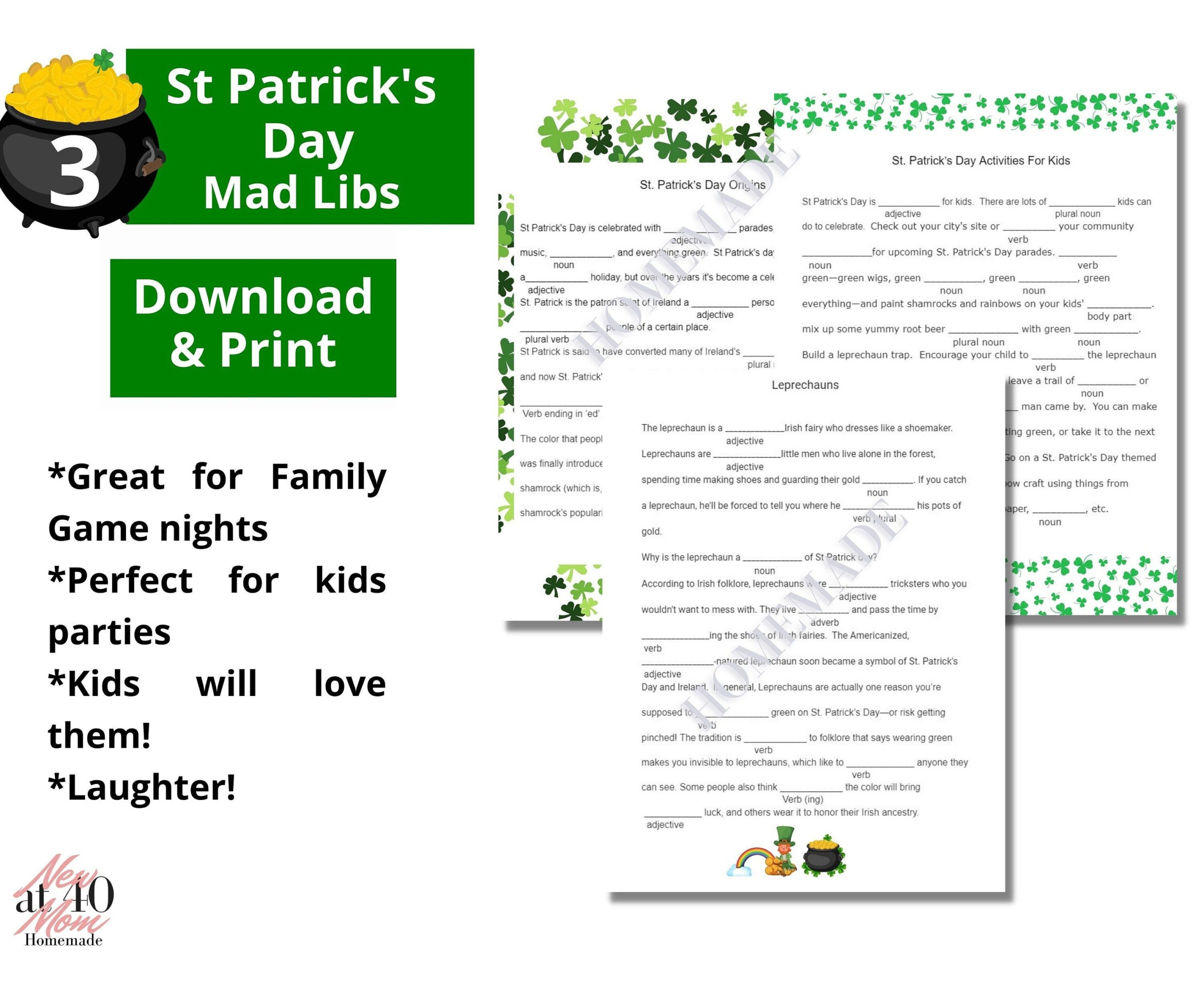 St Patrick s Day Mad Libs For Kids Printable Mad Libs Etsy In 2022 