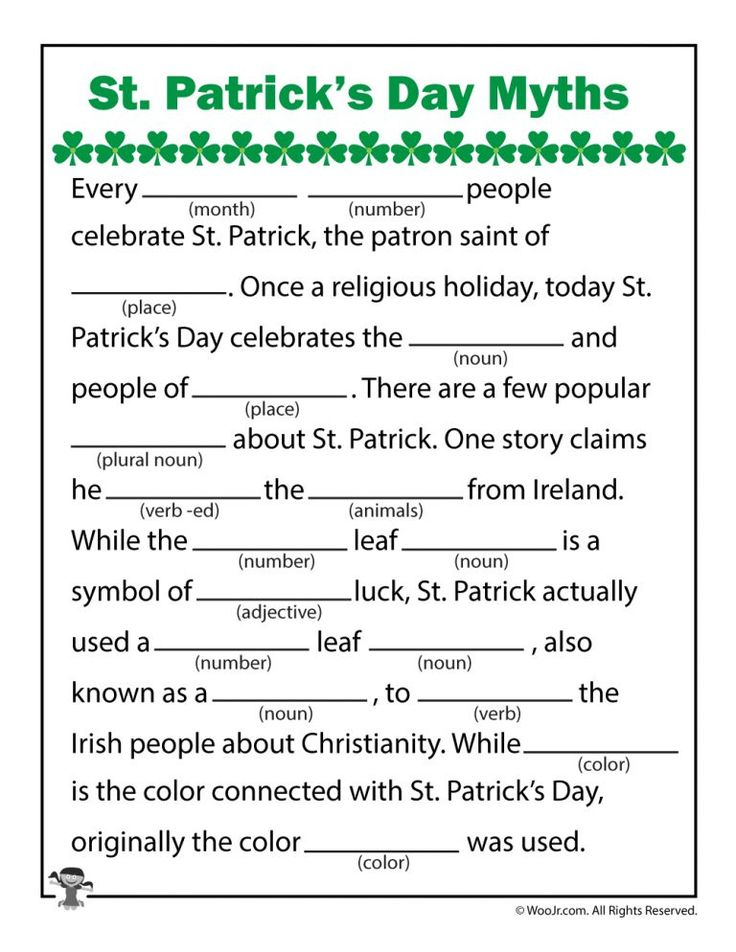 St Patrick s Day Myths Printable Ad Libs Woo Jr Kids Activities 