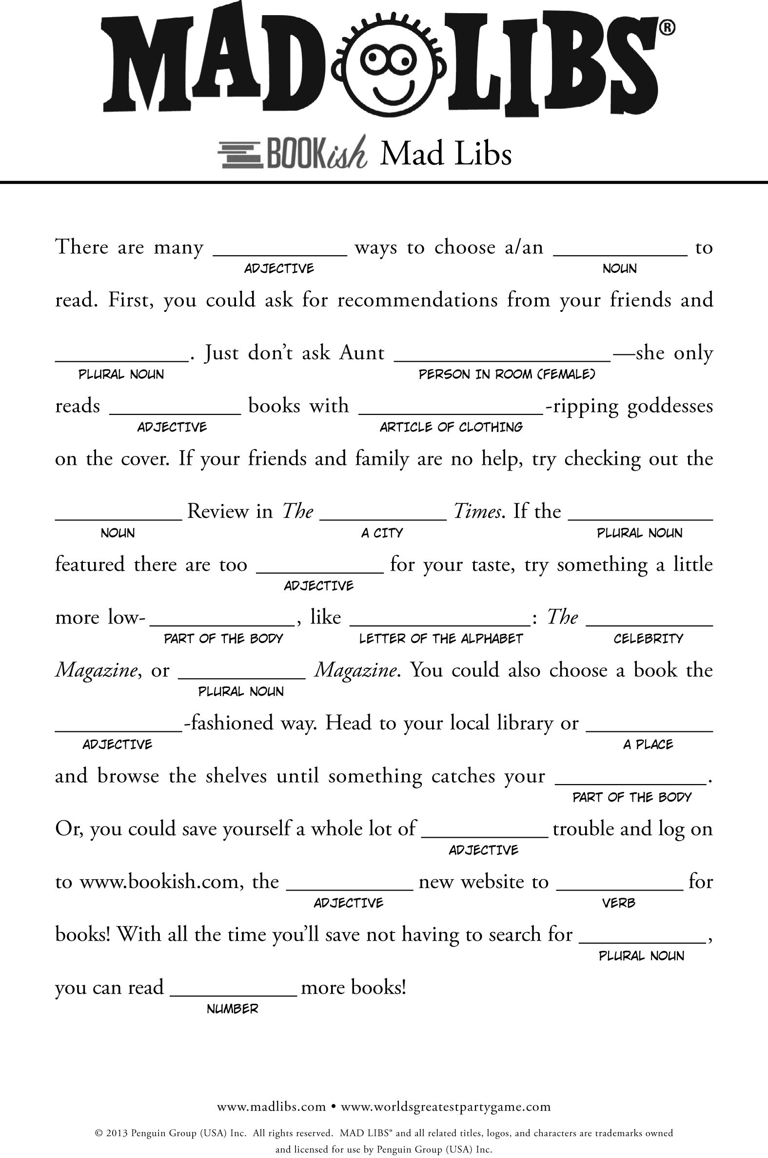 Summer Mad Libs For Kids Printable First Grade Tedy Printable Activities