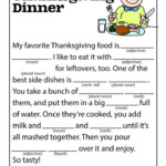 Thanksgiving Dinner Mad Lib Woo Jr Kids Activities Thanksgiving