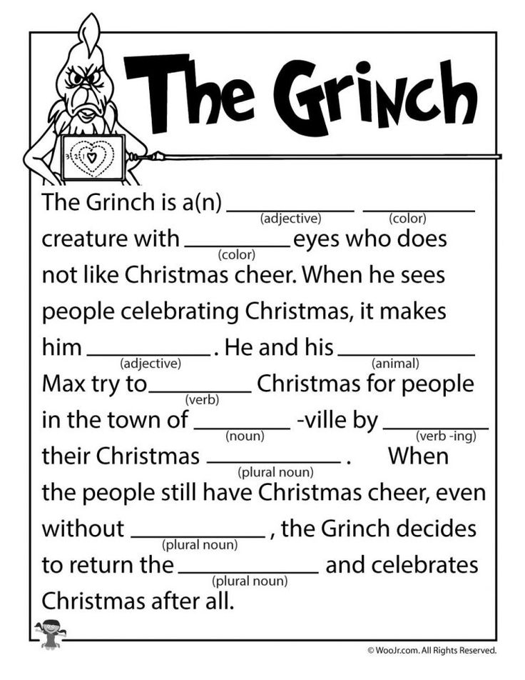 The Grinch Mad Lib Christmas Worksheets Christmas Classroom 