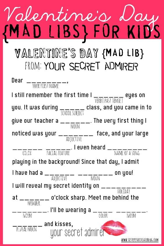 Valentine s Day Mad Libs free Printable From Www sisterssuitcaseblog