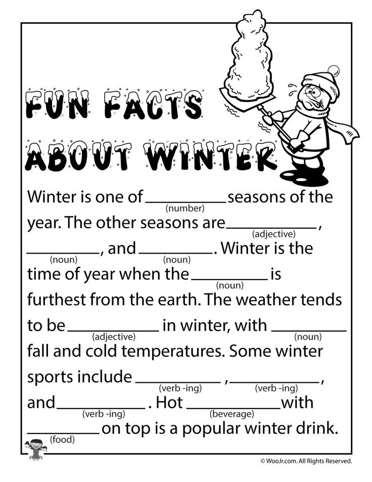 Winter Ad Libs Fill In The Blanks Stories Fun Facts For Kids Facts